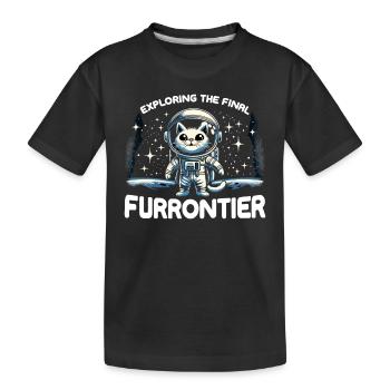 Katze Astronaut Astronomie Äußeres Sonnensystem - Kinder Premium Bio T-Shirt - Schwarz - Vorne