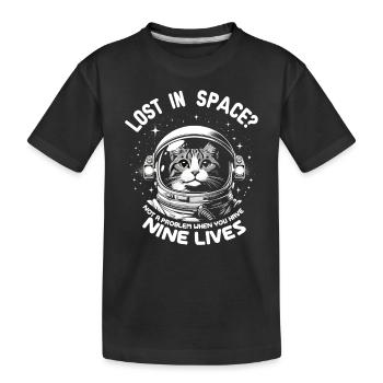 Chat, Astronaute, Astronomie, Système Solaire Externe - T-shirt bio Premium Enfant - noir - Devant