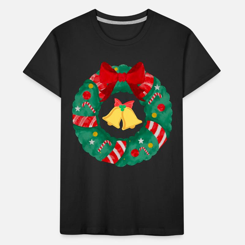 Weihnachtskranz mit Glocken Kinder Premium Bio T-Shirt