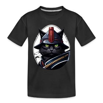 Ninja Cat - Samurai Kitten - Kids' Premium Organic T-Shirt - black - Front
