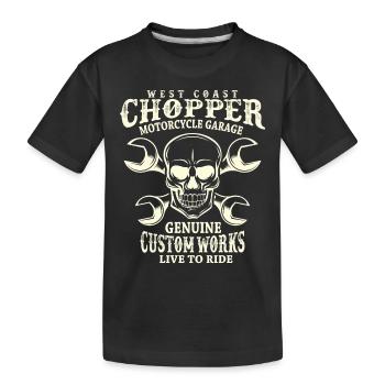 Totenkopf Biker Spruch West Coast Chopper - Kinder Premium Bio T-Shirt - Schwarz - Vorne