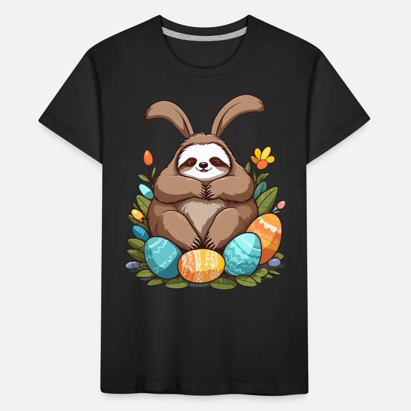 Funny Sloth Easter Bunny Cute Easter Sloth Kids' Premium Organic T-Shirt
