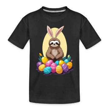 Drôle de paresseux lapin de Pâques emblématique Pâques - T-shirt bio Premium Enfant - noir - Devant