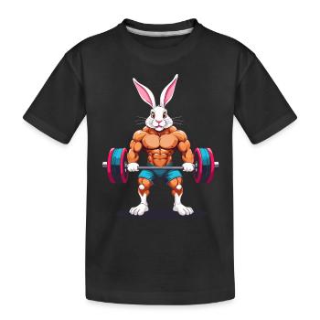 Easter Bunny Body Building Animal Funny Workout - Kids' Premium Organic T-Shirt - black - Front