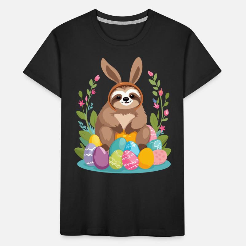Funny Sloth Easter Bunny Iconic Easter Kids' Premium Organic T-Shirt