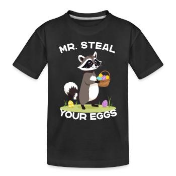 Lustiger Eier Dieb Waschbär Osterhasen Design - Kinder Premium Bio T-Shirt - Schwarz - Vorne