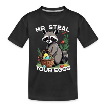 Lustiger Eier Dieb Waschbären Osterhasen Design - Kinder Premium Bio T-Shirt - Schwarz - Vorne