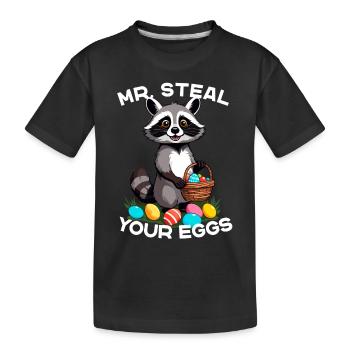 Eier Dieb Lustiges Waschbären Osterdesign - Kinder Premium Bio T-Shirt - Schwarz - Vorne
