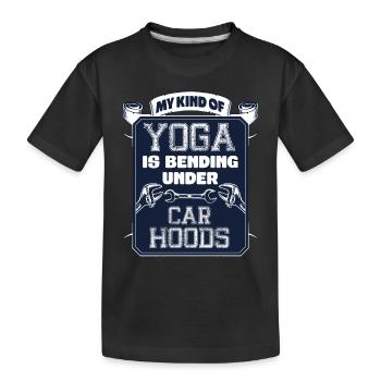 Meine Art Von Yoga Ist Unter Motorhauben Biegen - Kinder Premium Bio T-Shirt - Schwarz - Vorne