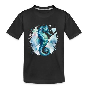 Hippocampe, Mer, Créatures Marines, Vacances, Plage, Fun - T-shirt bio Premium Enfant - noir - Devant
