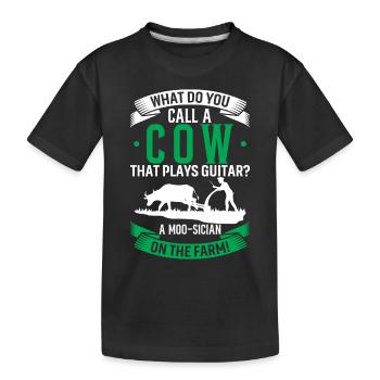 Comment appelle-t-on une vache qui joue de la guitare ? Un moo-si - T-shirt bio Premium Enfant - noir - Devant
