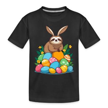 Drôle de paresseux lapin de Pâques emblématique Pâques - T-shirt bio Premium Enfant - noir - Devant