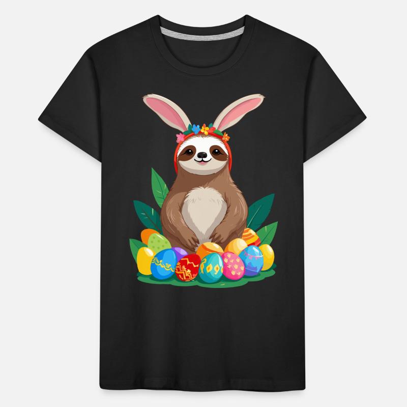 Funny Sloth Easter Bunny Iconic Easter Kids' Premium Organic T-Shirt