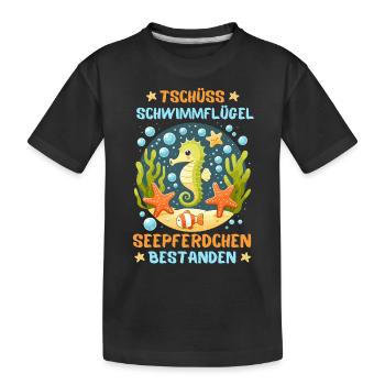 Seepferdchen Seestern Meer Schwimmbad Kinder Fun - Kinder Premium Bio T-Shirt - Schwarz - Vorne