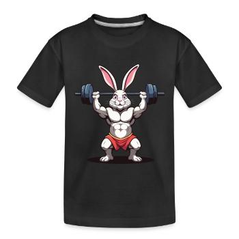 Easter Bunny Body Building Animal Funny Workout - Kids' Premium Organic T-Shirt - black - Front