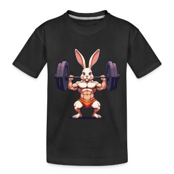 Easter Bunny Body Building Animal Funny Workout - Kids' Premium Organic T-Shirt - black - Front