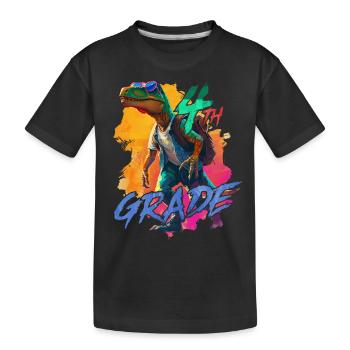 Dino Schulranzen 4. Klasse Grundschule Junge - Kinder Premium Bio T-Shirt - Schwarz - Vorne