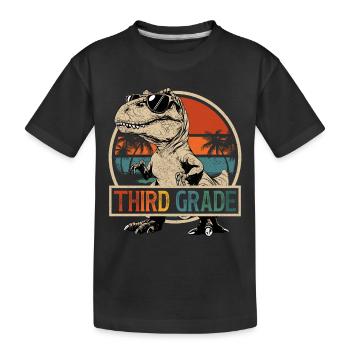 3rd Grade Dinosaur T-Rex Sunglasses Dino - Kids' Premium Organic T-Shirt - black - Front