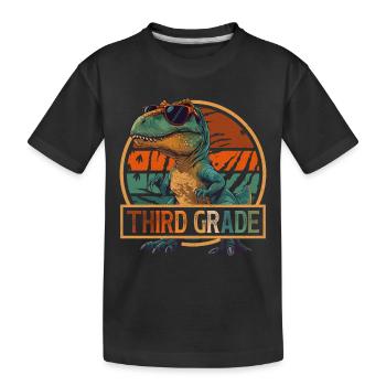 3rd Class T-Rex Dinosaur Sunglasses Dino - Kids' Premium Organic T-Shirt - black - Front