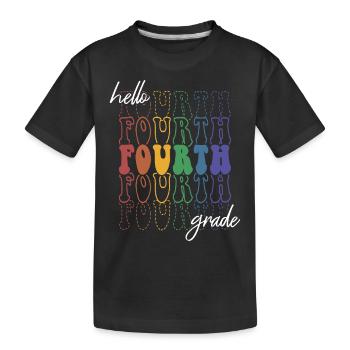 Hallo 4. Klasse Retro Groovy Grundschule Geschenk - Kinder Premium Bio T-Shirt - Schwarz - Vorne