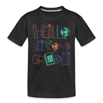 Hello 2nd grade school supplies elementary school school - Kids' Premium Organic T-Shirt - black - Front