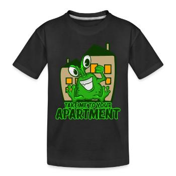 Bring mich in deine Wohnung T-Shirt Space Grünes Wortspiel - Kinder Premium Bio T-Shirt - Schwarz - Vorne