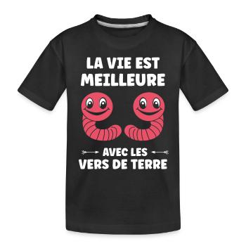 Humour ver de terre - T-shirt bio Premium Enfant - noir - Devant