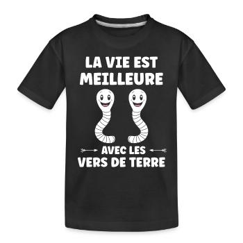 Humour ver de terre - T-shirt bio Premium Enfant - noir - Devant