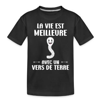 Humour ver de terre - T-shirt bio Premium Enfant - noir - Devant