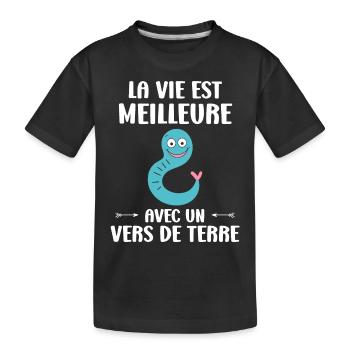Humour ver de terre - T-shirt bio Premium Enfant - noir - Devant
