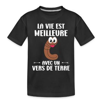 Humour ver de terre - T-shirt bio Premium Enfant - noir - Devant