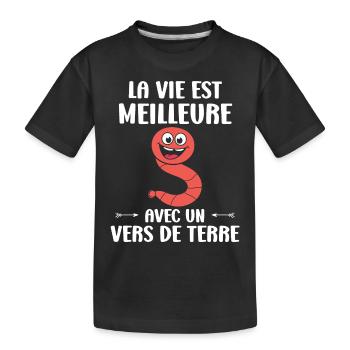 Humour ver de terre - T-shirt bio Premium Enfant - noir - Devant