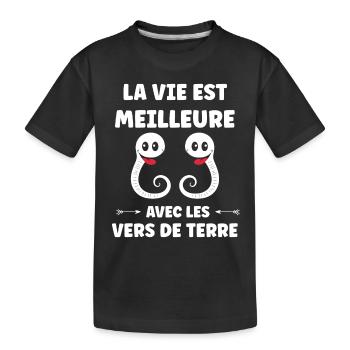 Humour ver de terre - T-shirt bio Premium Enfant - noir - Devant