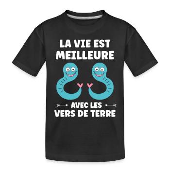 Humour ver de terre - T-shirt bio Premium Enfant - noir - Devant