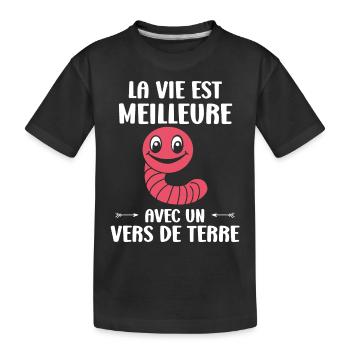 Humour ver de terre - T-shirt bio Premium Enfant - noir - Devant