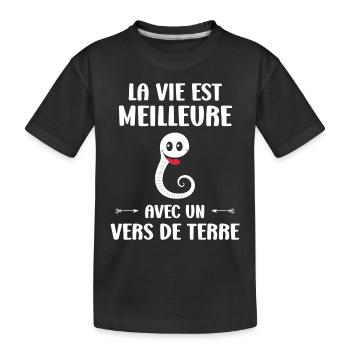 Humour ver de terre - T-shirt bio Premium Enfant - noir - Devant