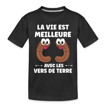 Humour ver de terre - T-shirt bio Premium Enfant - noir - Devant