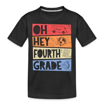 Oh Hey 4th Grade Retro Elementary School Girl Boy - Kids' Premium Organic T-Shirt - black - Front