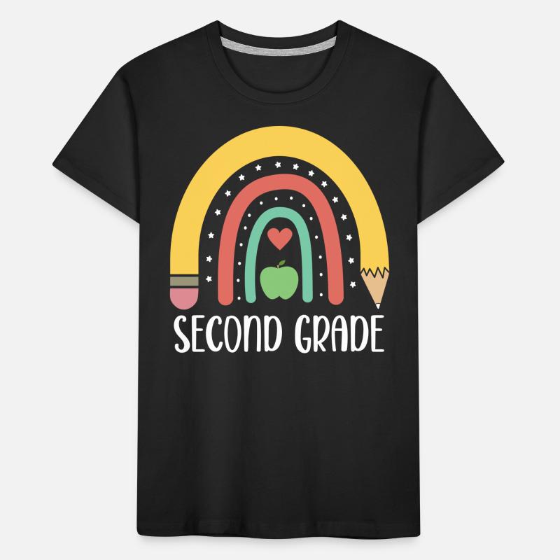 2nd Grade Rainbow Pencil School Elementary School Kids' Premium Organic T-Shirt