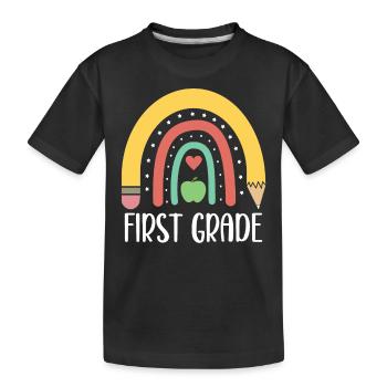 1st Grade Rainbow Pencil School Elementary School - Kids' Premium Organic T-Shirt - black - Front
