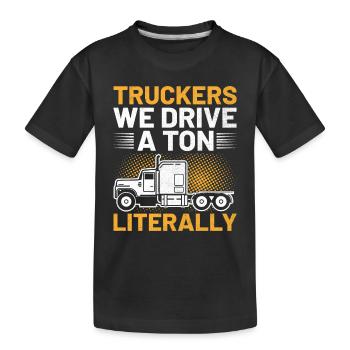 Trucker Driving Dad Trucker Father Truck Driver - Kids' Premium Organic T-Shirt - black - Front