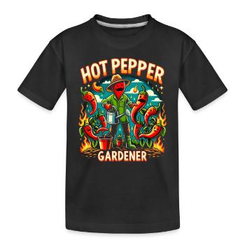Liebhaber Scharfer Speisen, Chili Peppers Chef - Kinder Premium Bio T-Shirt - Schwarz - Vorne