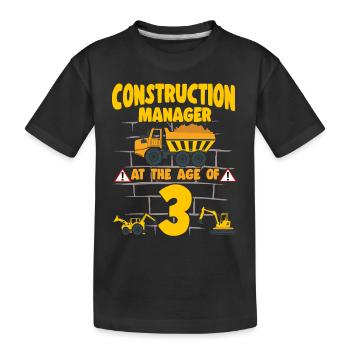Fête de la construction 3e anniversaire 3 ans camion - T-shirt bio Premium Enfant - noir - Devant