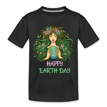 Happy Earth Day Mother Earth Nature Environment Globe - Kids' Premium Organic T-Shirt - black - Front