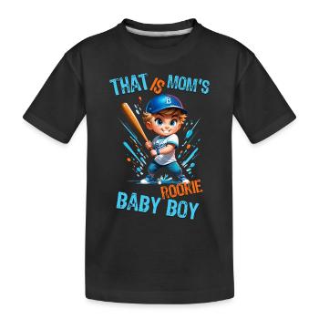 Mom's Little Baseball Star - Kids' Premium Organic T-Shirt - black - Front