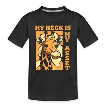 Mein Hals ist mein Kapital Giraffidae Nubischer Afrikaner - Kinder Premium Bio T-Shirt - Schwarz - Vorne