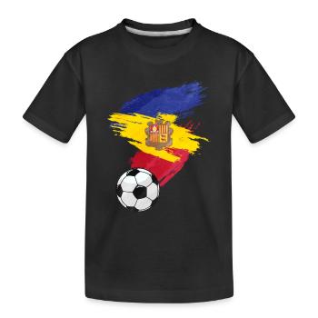 Andorra Fußball Fußball Flagge - Kinder Premium Bio T-Shirt - Schwarz - Vorne