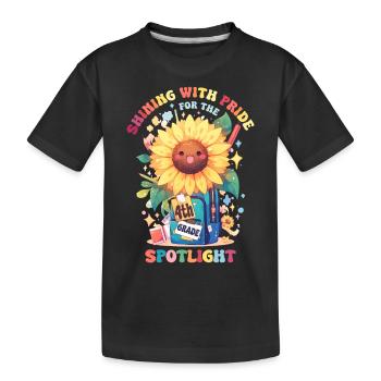 Shinging With Pride 4th Grade Kawaii Sunflower - Kids' Premium Organic T-Shirt - black - Front