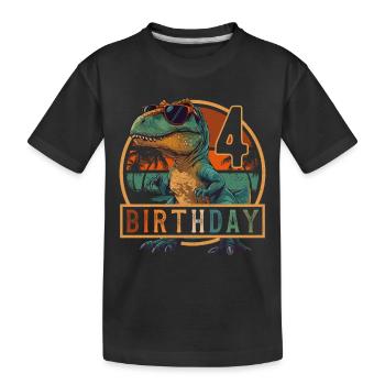 T-Rex Sonnenbrille 4 Jahre Junge 4. Geburtstag - Kinder Premium Bio T-Shirt - Schwarz - Vorne