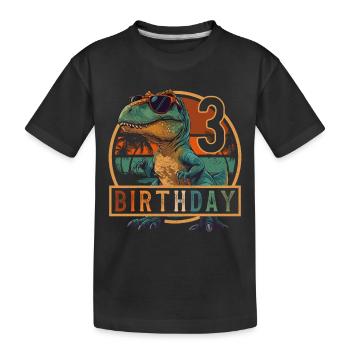 T-Rex Sunglasses 3 Years Boy 3rd Birthday - Kids' Premium Organic T-Shirt - black - Front